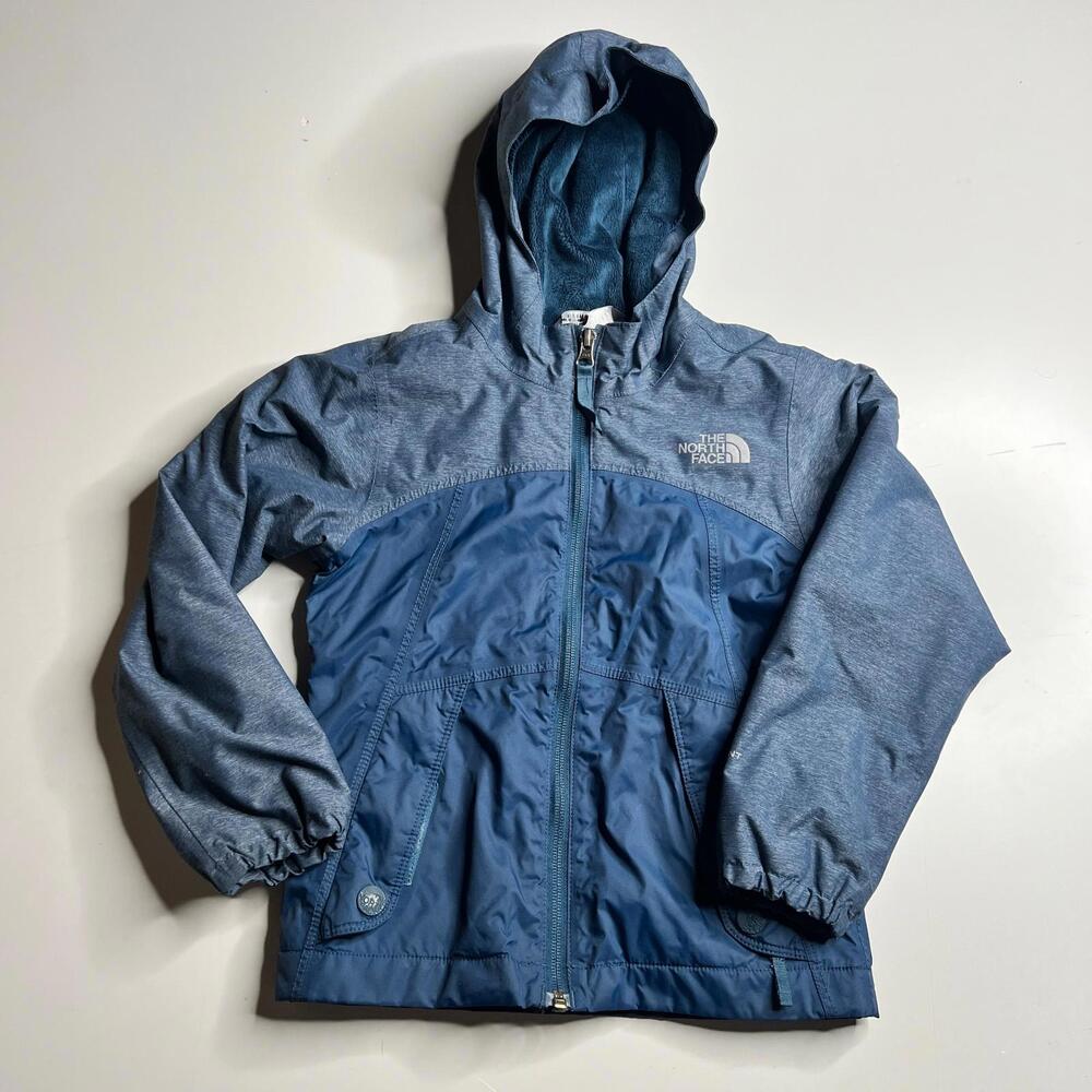 The North Face Girls Jacket XXS 5 Blue Hooded Fleece Lined Youth Kids Full Zip